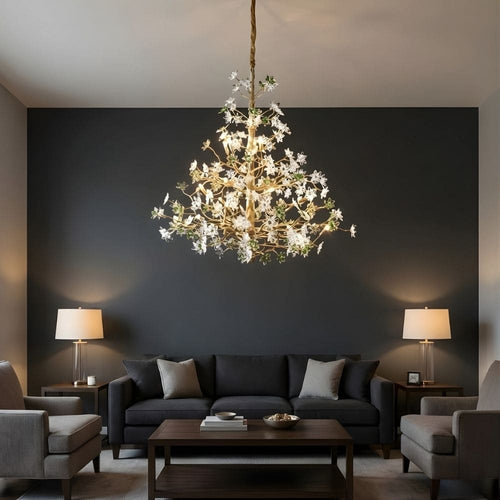 Gilded Branch Floral Brass Crystal Chandelier by Bling Lighting Studio