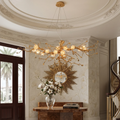 Golden Tree Branch Glass Flower Chandelier by Bling Lighting Studio