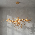Golden Tree Branch Glass Flower Chandelier by Bling Lighting Studio