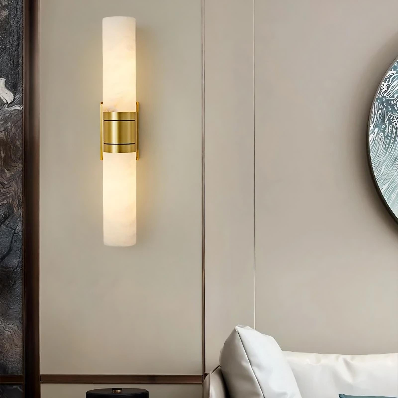 Solenne Alabaster & Brass Wall Sconce detail view
