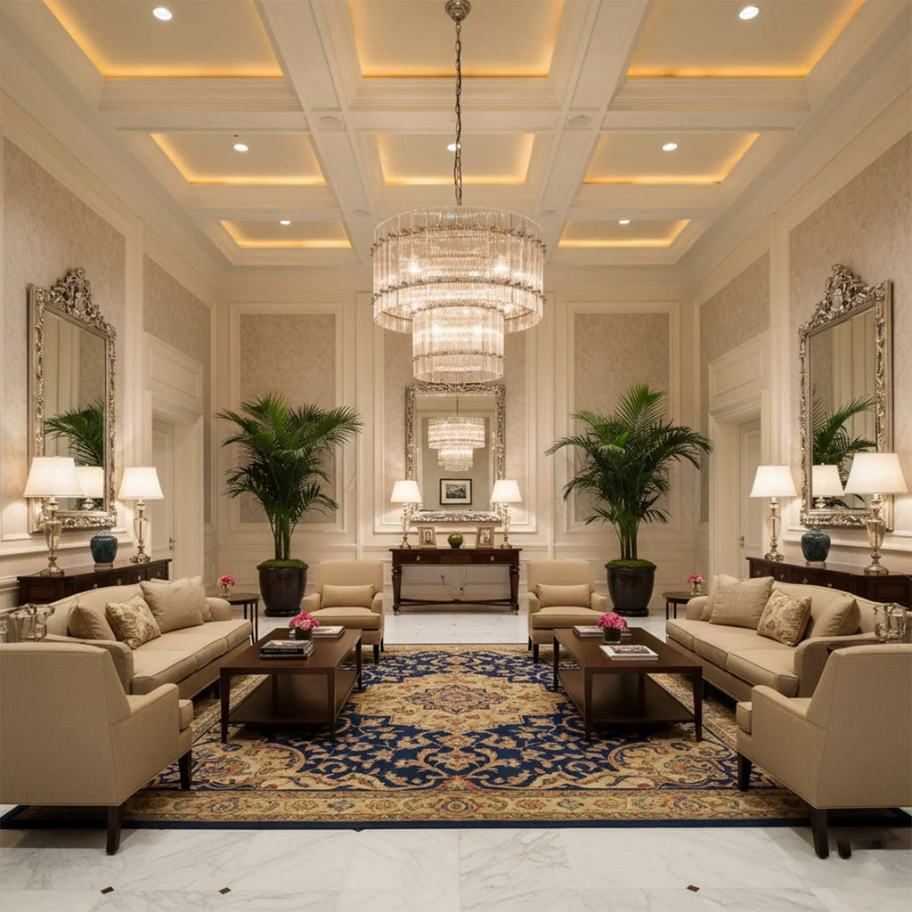 Grand Tiered Chandelier with Fluted Glass Rod