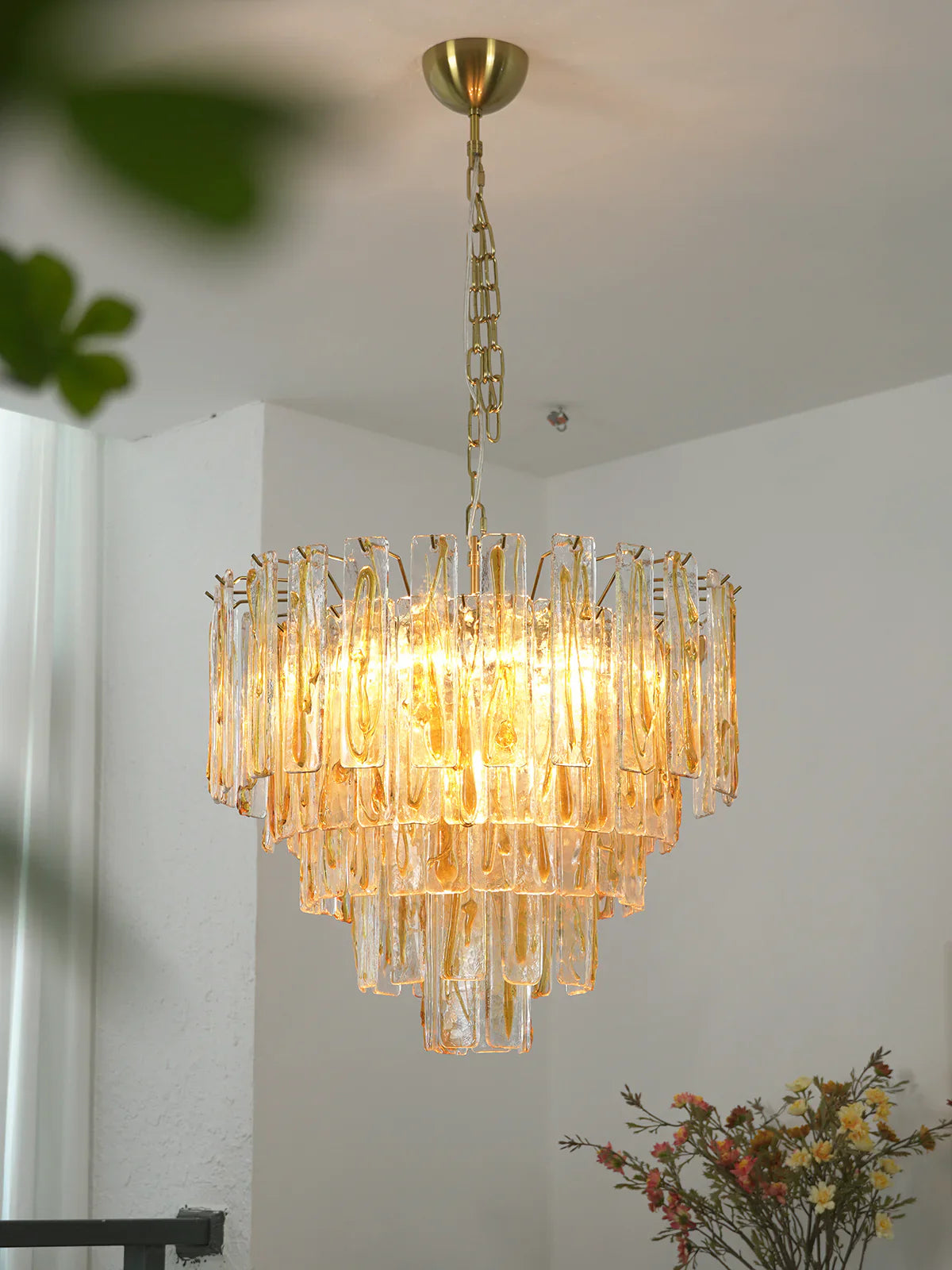 Honey Rectangular Glass Chandelier product image