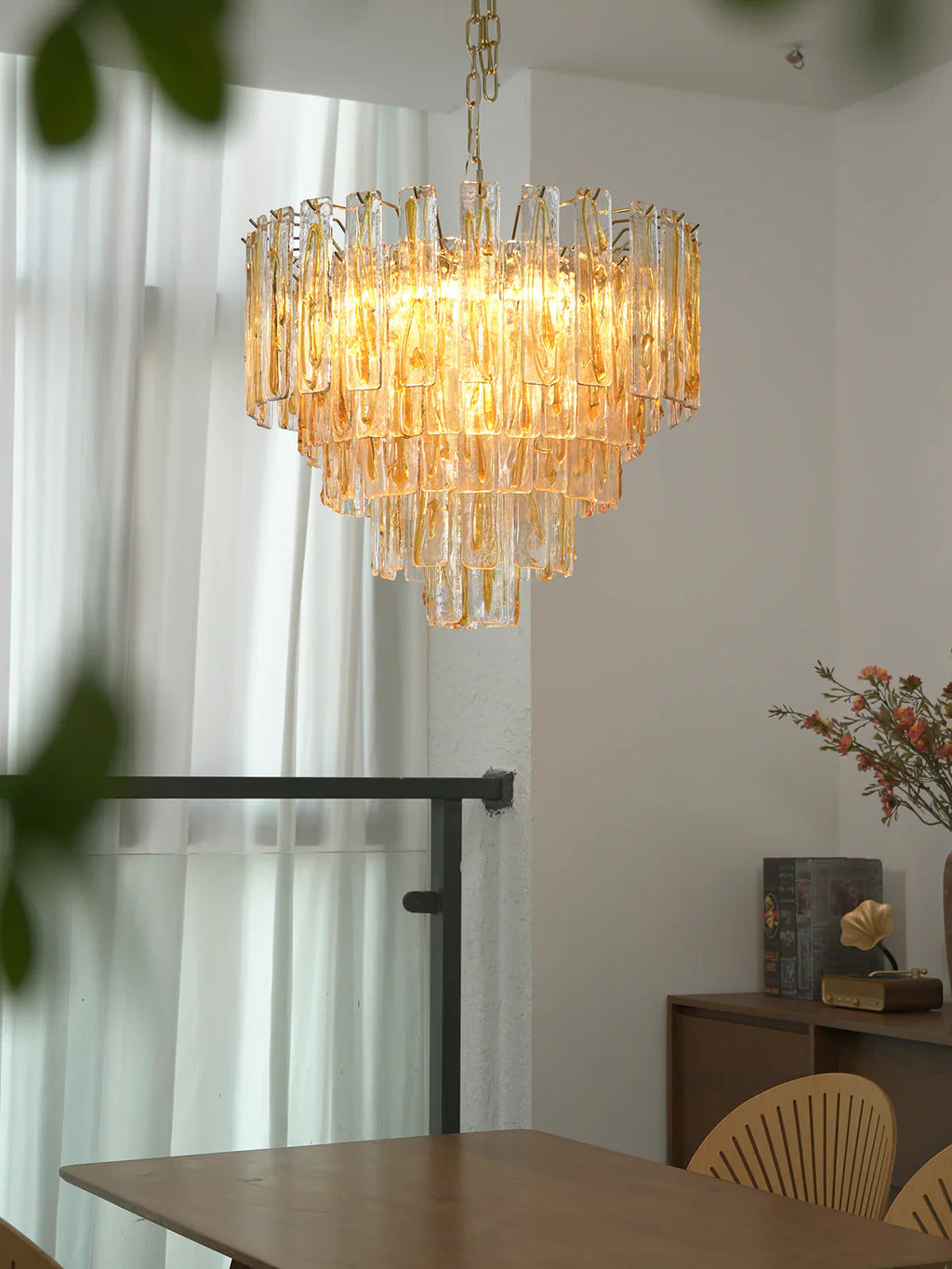 Honey Rectangular Glass Chandelier product image