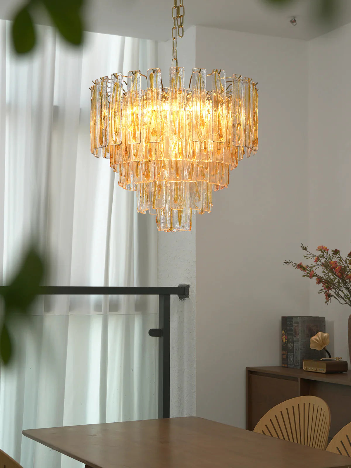 Honey Rectangular Glass Chandelier product image