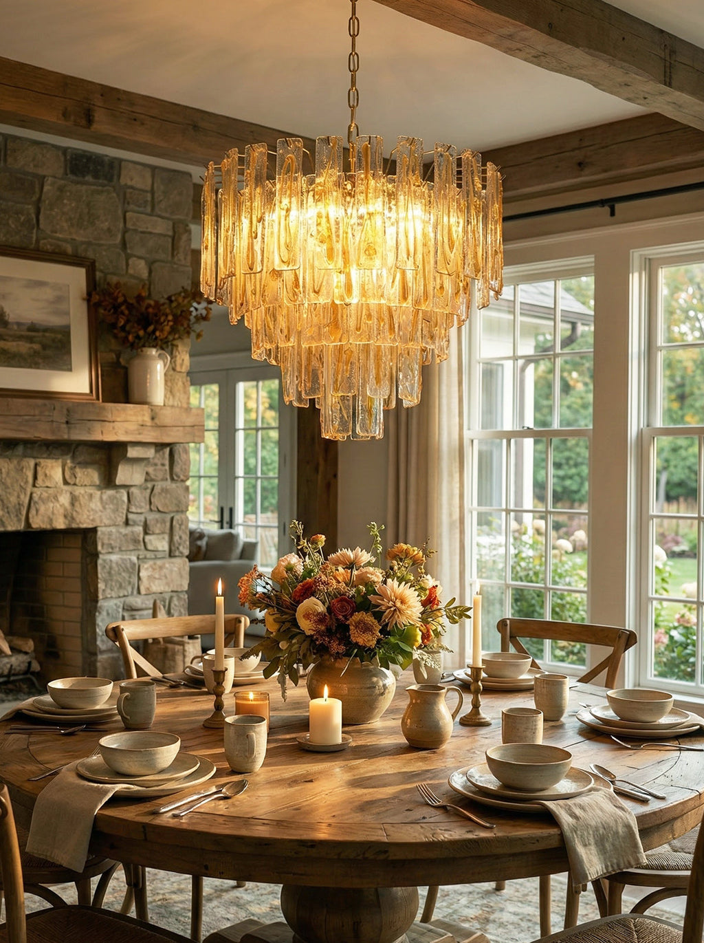 Honey Rectangular Glass Chandelier product image