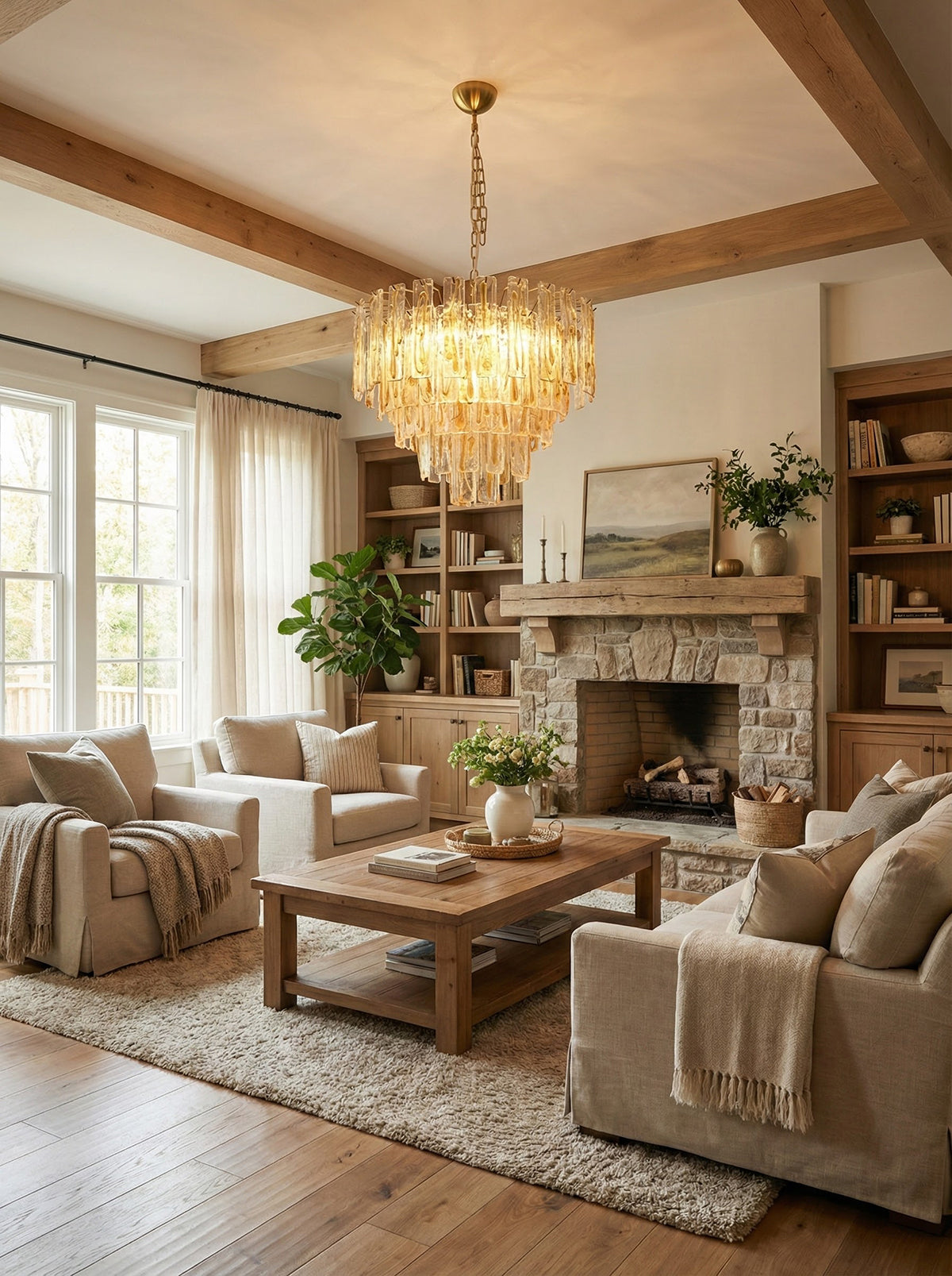 Honey Rectangular Glass Chandelier product image