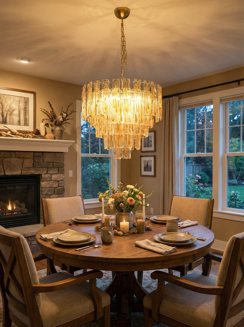 Honey Rectangular Glass Chandelier product image