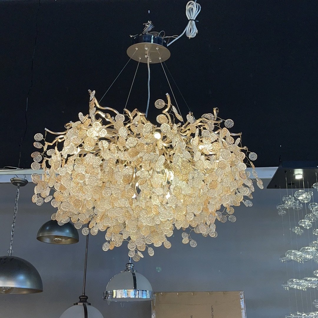 Organic Branch Round Penny Chandelier by Bling Lighting Studio
