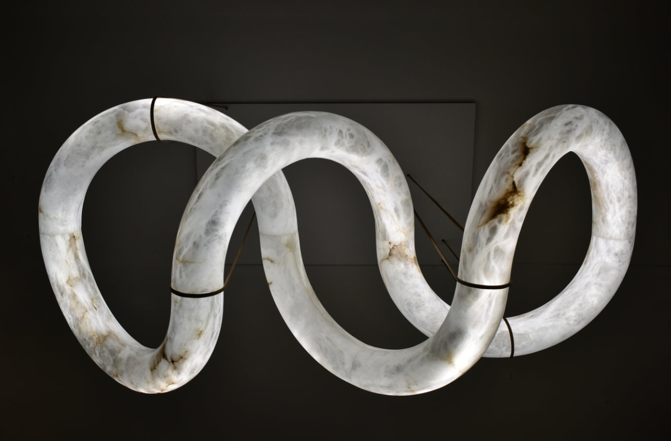 Glacera Designer Inspired Alabaster Chandelier Light For Living Room 35'' 55'' 56'' 70'' 96''W by Bling Lighting Studio