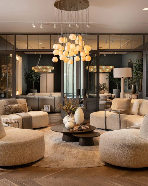Arica Alabaster Round Chandelier