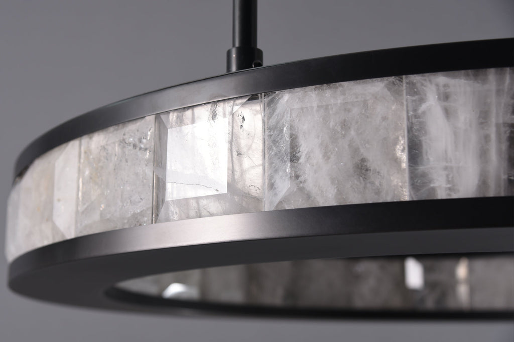 Clayhart-O Rock Crystal Pendant Bronze by Bling Lighting Studio