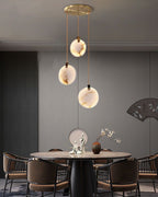 Postmodern Spanish Alabaster Brass Chandelier for Staircase product image