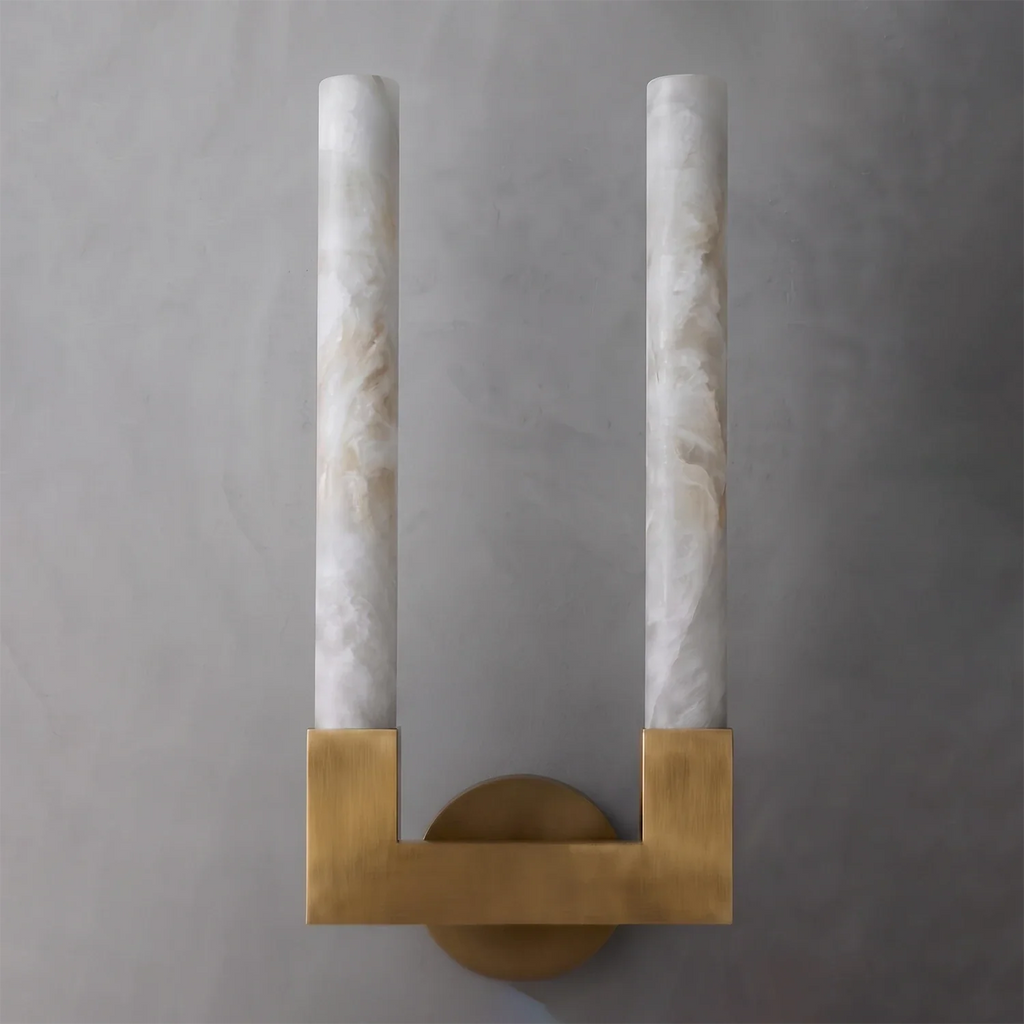 Linear Cylindrical Alabaster Wall Sconce