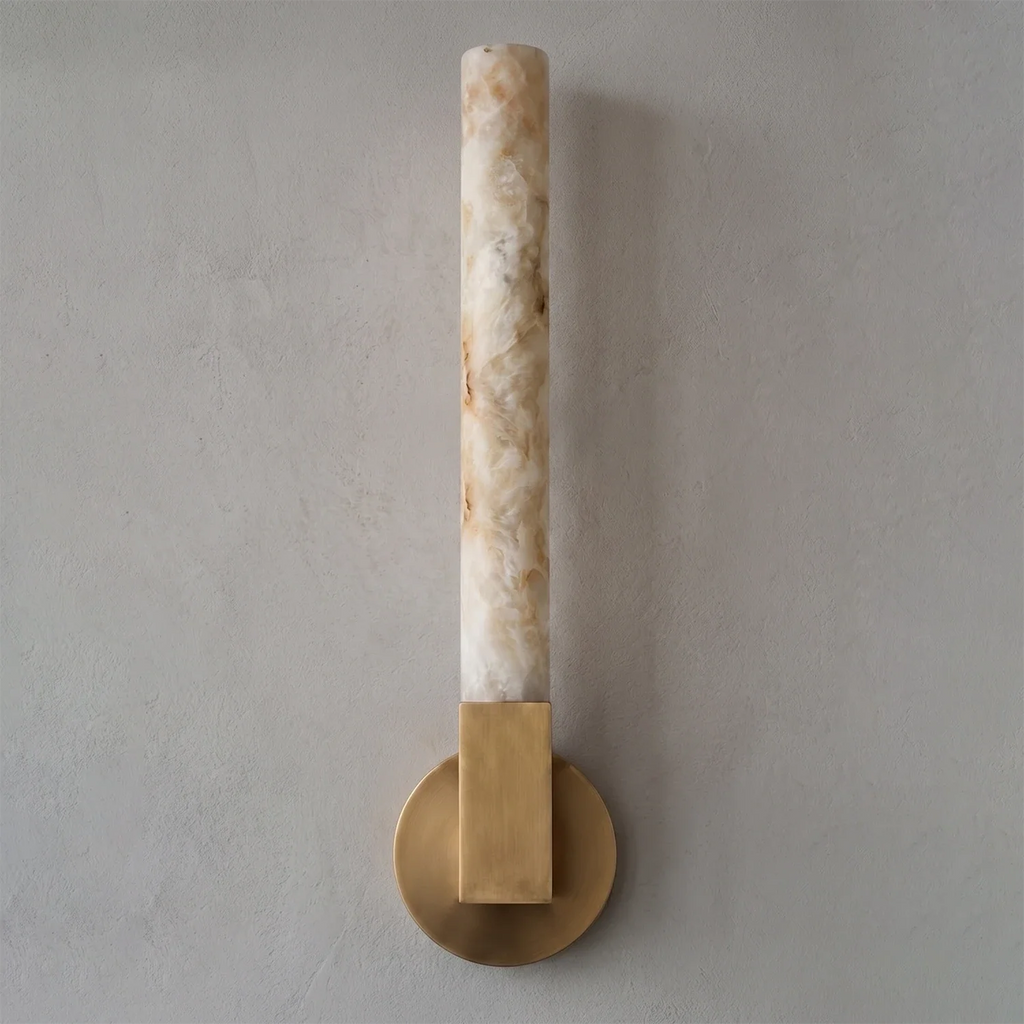 Linear Cylindrical Alabaster Wall Sconce