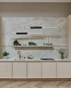 Linear Pipe Alabaster & Acrylic Pendant Light for dining room | vertically & horizontally