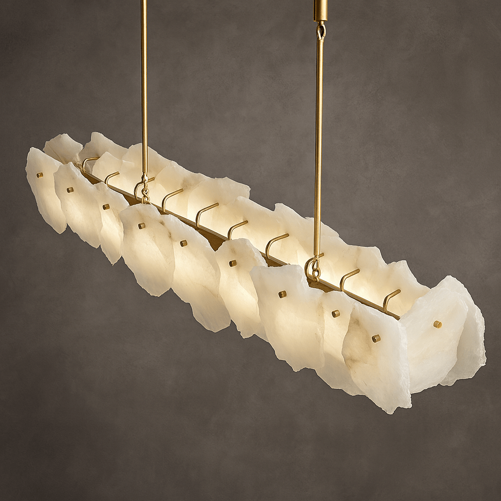 Norham Alabaster Linear Chandelier material and finish detail