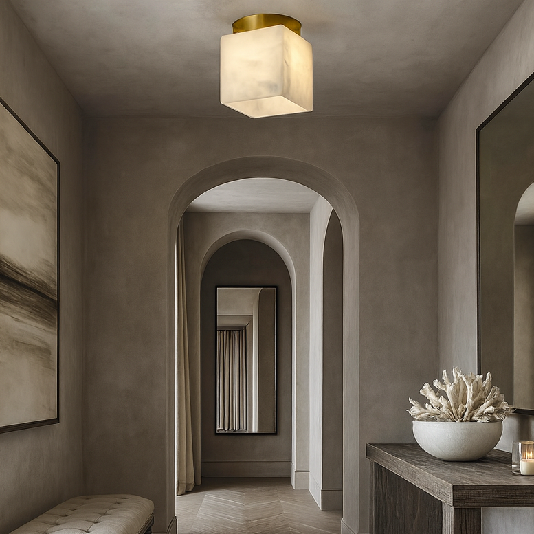 Soria Alabaster Flushmount chandelier by Bling Lighting Studio