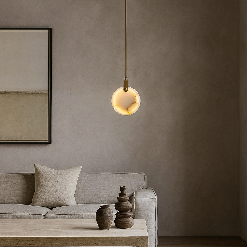 Moonshade Natural Alabaster Pendant Light detail view