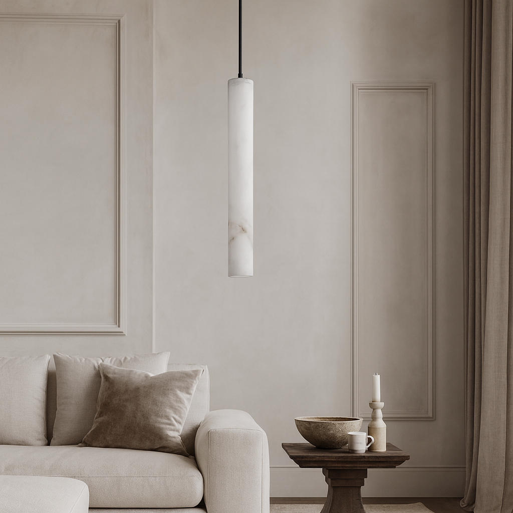 Moonshade Natural Alabaster LED Pendant material and finish detail