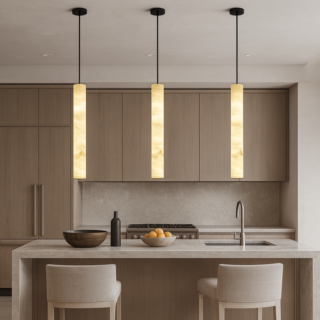 Moonshade Natural Alabaster LED Pendant by Bling Lighting Studio