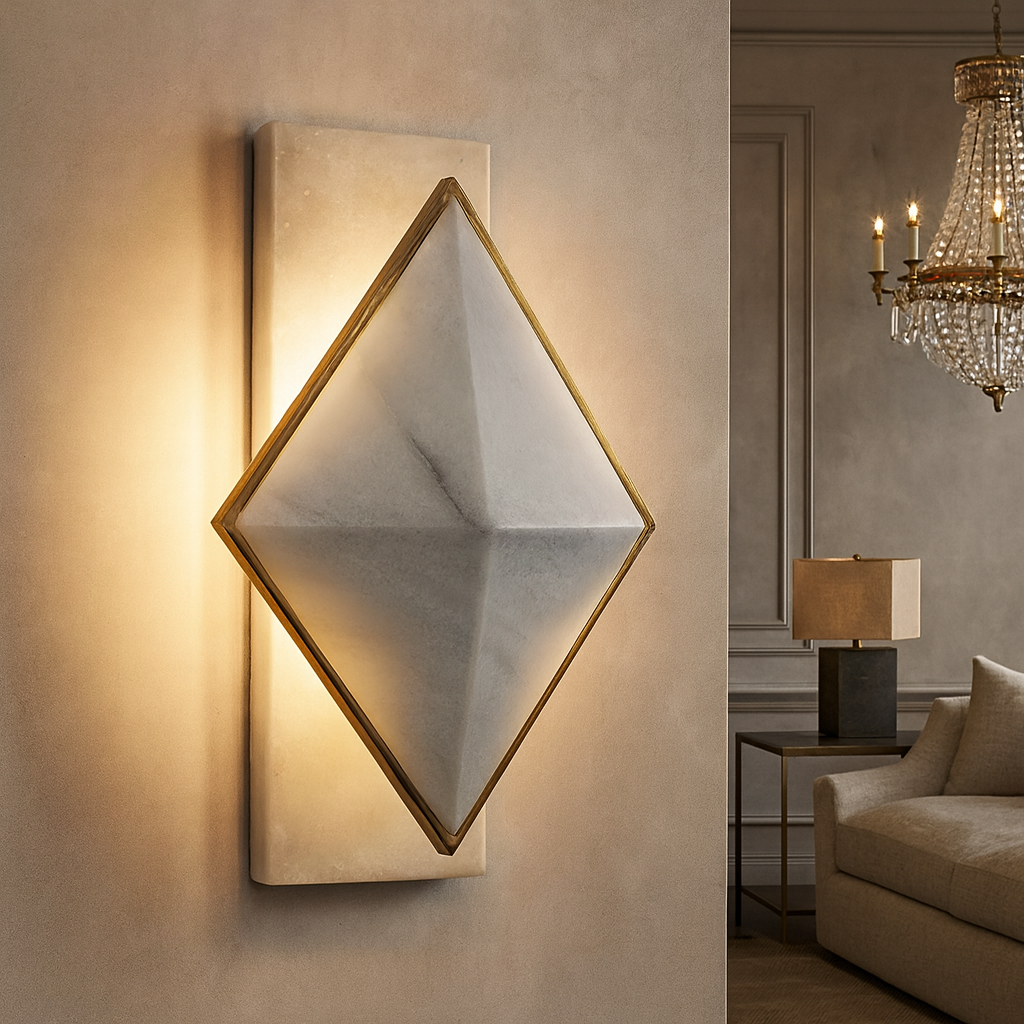 Newfort Alabaster Wall Sconce by Bling Lighting Studio