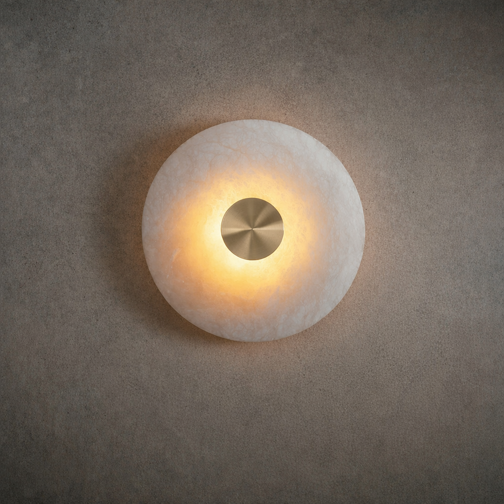 Solena Alabaster Disc Wall Sconce by Bling Lighting Studio