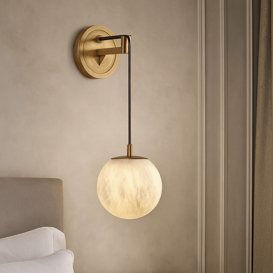 Horrin Alabaster Ball Wall Sconce by Bling Lighting Studio