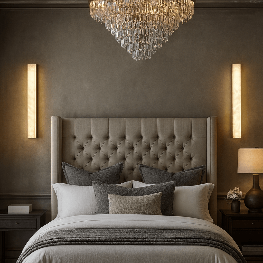 Linden Alabaster Wall Sconce Black detail view