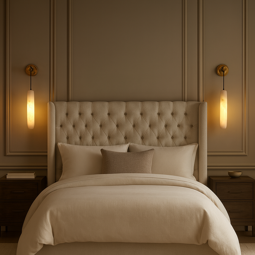 Moonshade Alabaster Pendant Wall Sconce material and finish detail