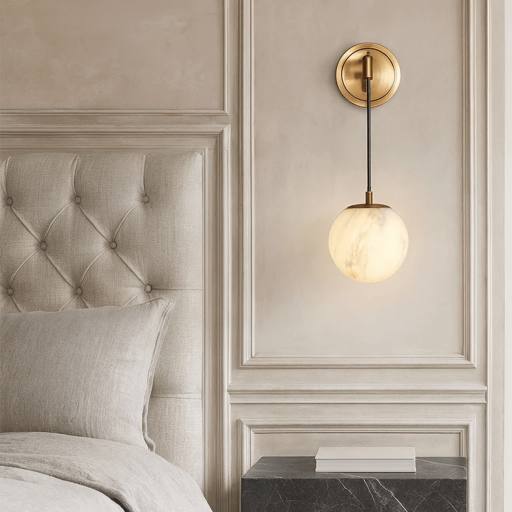 Horrin Alabaster Ball Wall Sconce detail view
