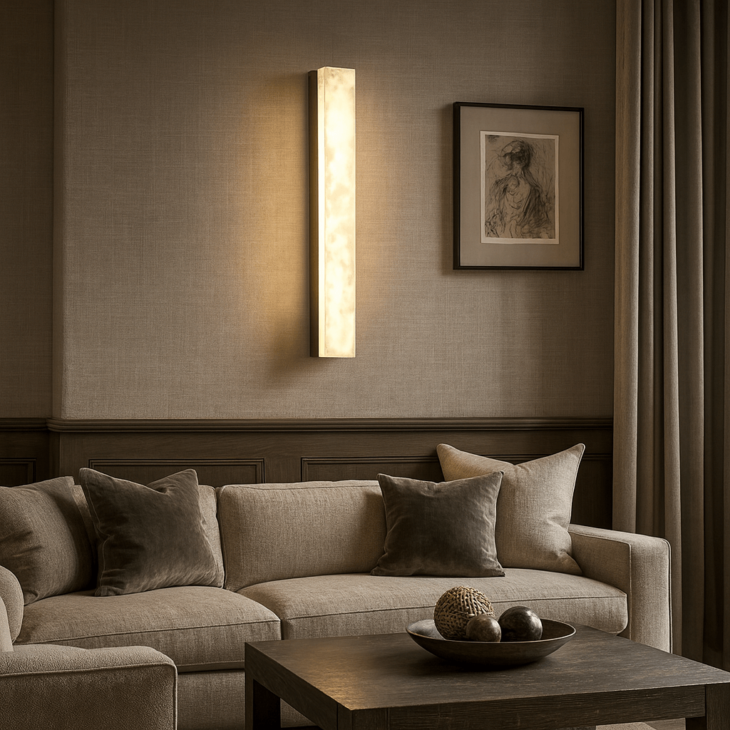 Linden Alabaster Wall Sconce Black by Bling Lighting Studio