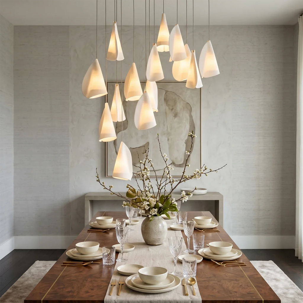Modern Handmade Porcelain Petal Pendant Light