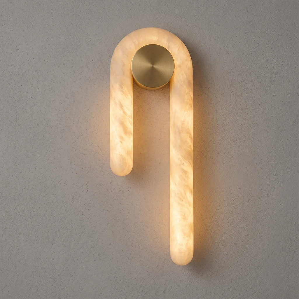 Modern J-Shape Alabaster Wall Sconce