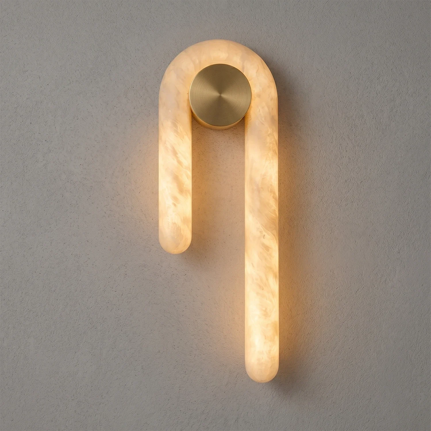 Modern J-Shape Alabaster Wall Sconce