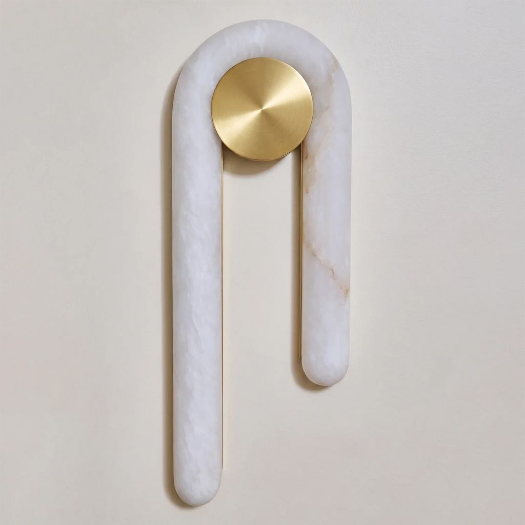 Modern J-Shape Alabaster Wall Sconce