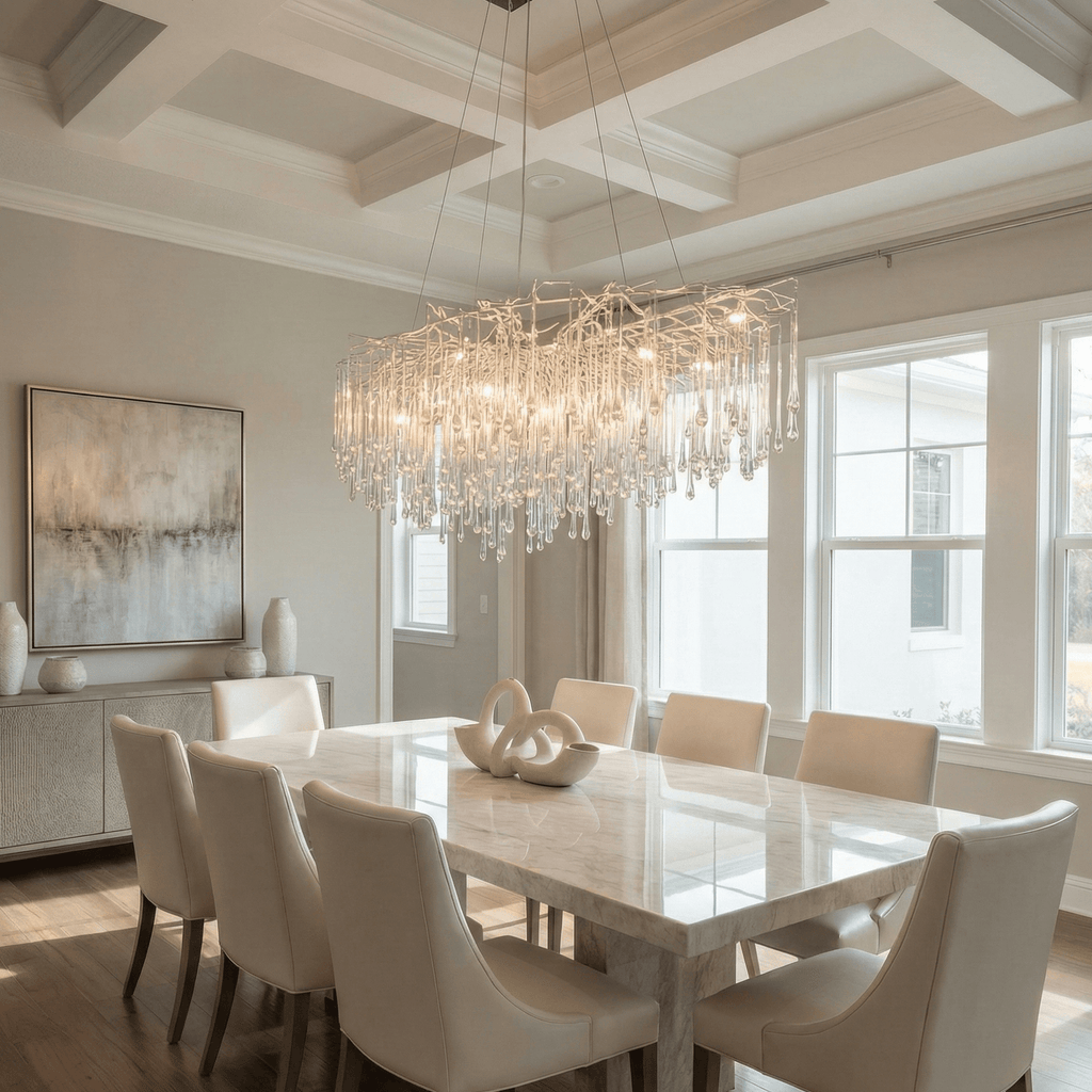 Lukas Oval Branching Brass Linear Teardrop Chandelier by Bling Lighting Studio