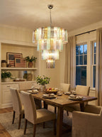 Multi Layered Stained Glass Chandelier product image