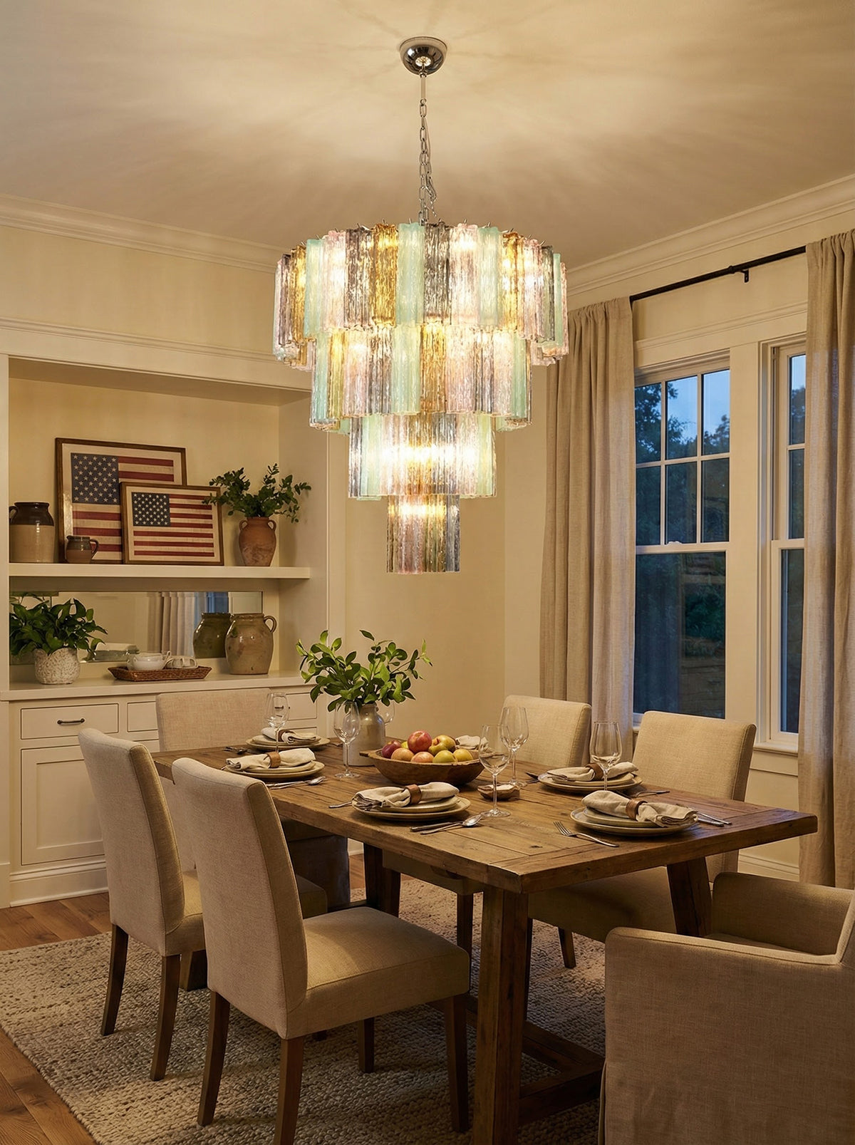Multi Layered Stained Glass Chandelier product image
