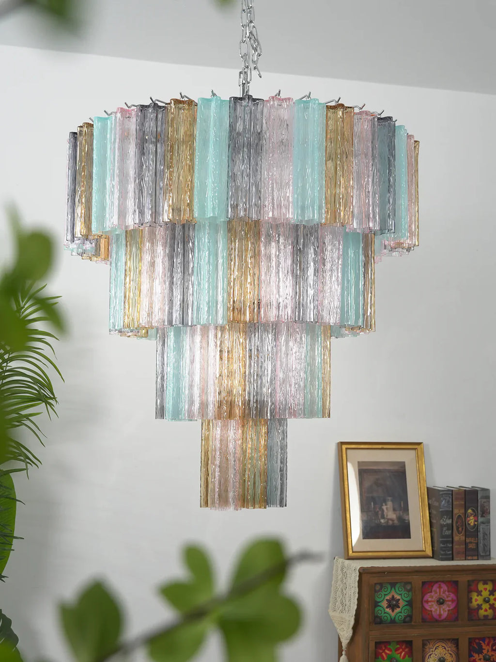 Multi Layered Stained Glass Chandelier product image