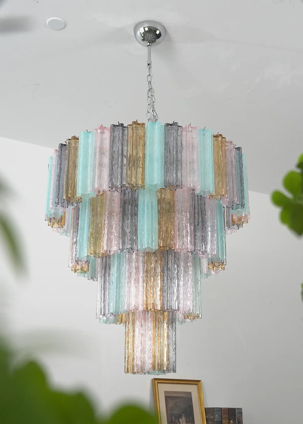 Multi Layered Stained Glass Chandelier product image