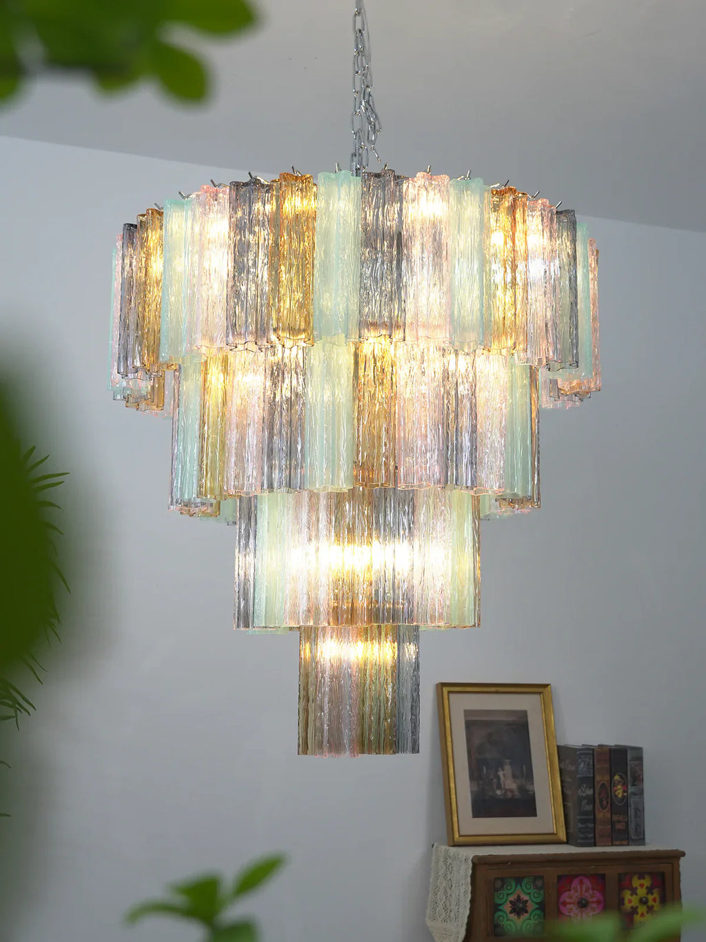 Multi Layered Stained Glass Chandelier product image