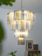 Multi Layered Stained Glass Chandelier product image