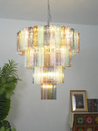 Multi Layered Stained Glass Chandelier product image