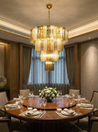 Multi Layered Stained Glass Chandelier product image