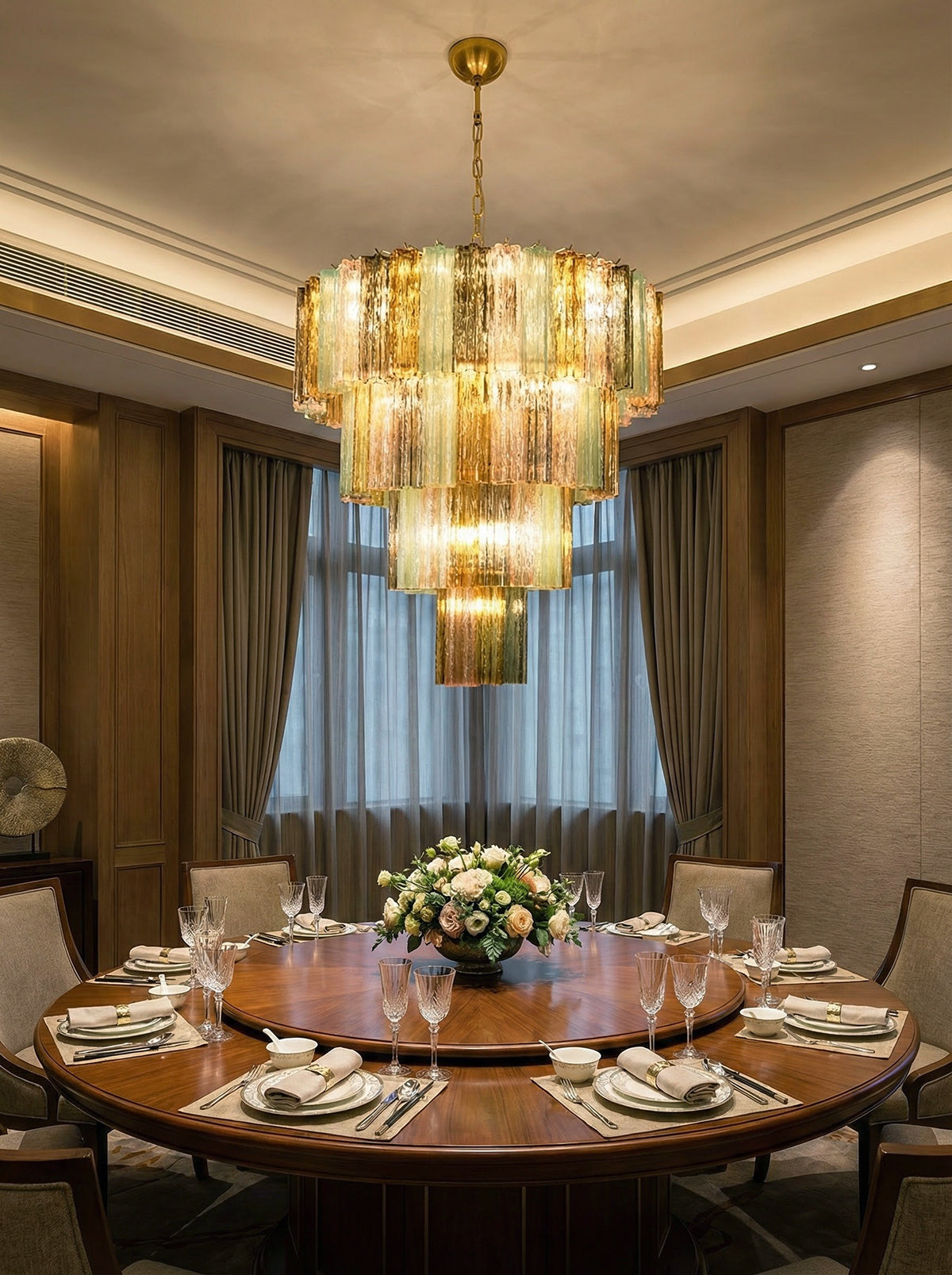 Multi Layered Stained Glass Chandelier product image
