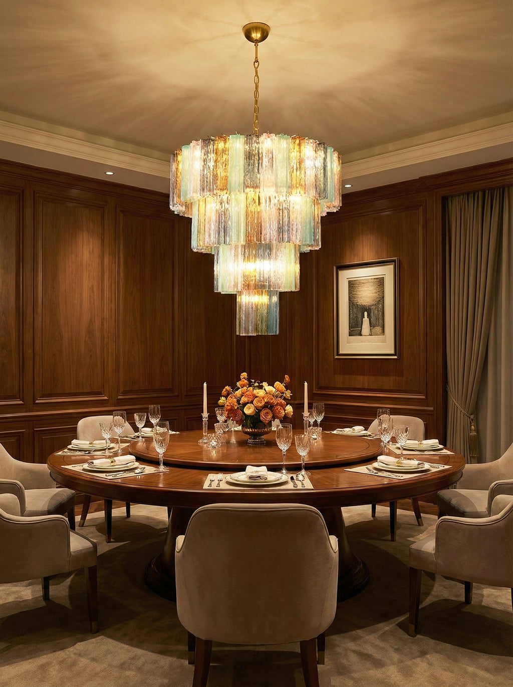 Multi Layered Stained Glass Chandelier product image