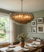 Murano Poliedri Faceted Smoked Glass Chandelier detail view