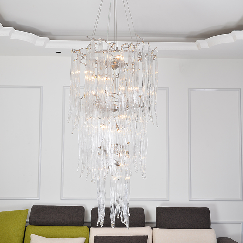 Luxury Crystal Branch Chandelier for Staircase material and finish detail