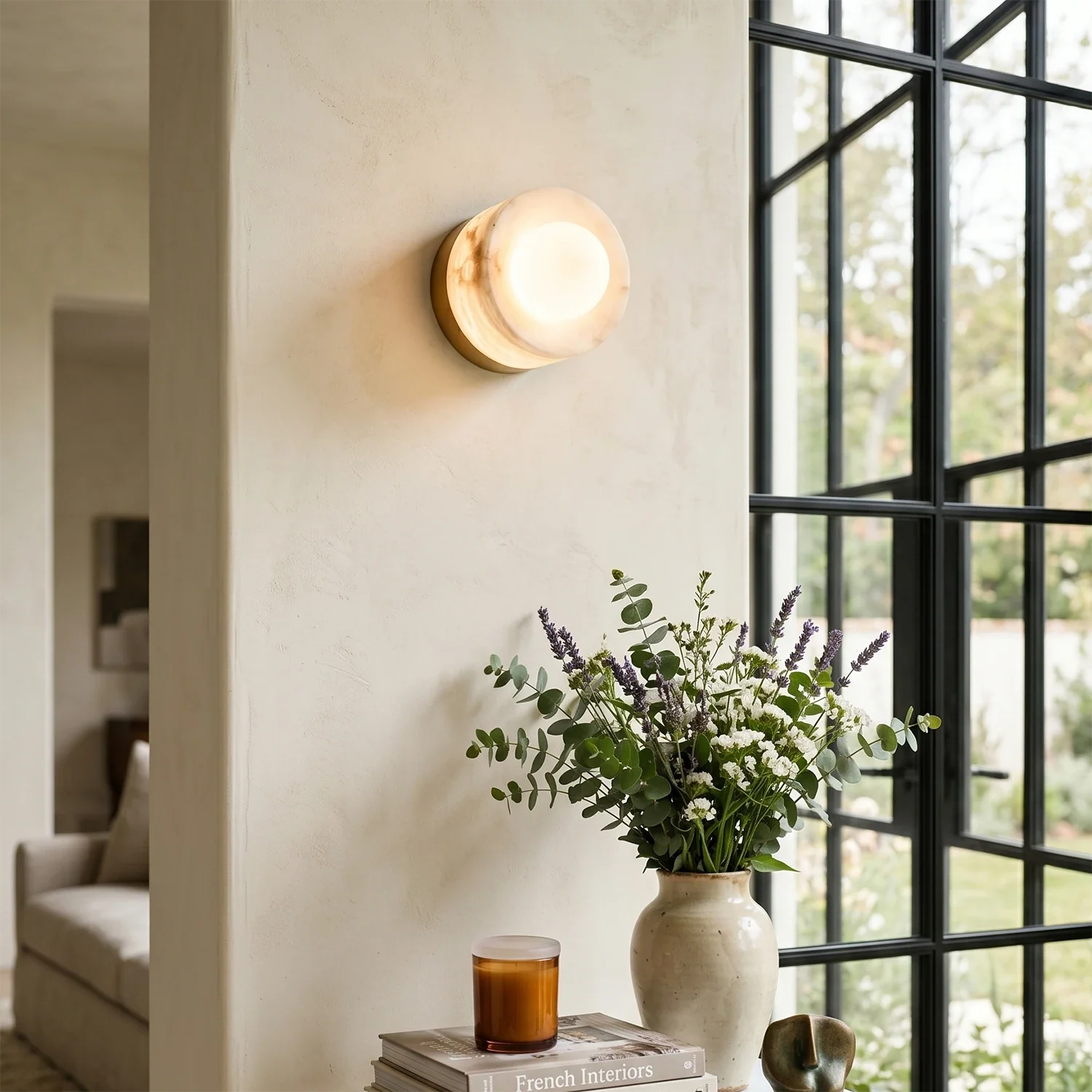 Orb Vessel Alabaster & Brass Wall Lamp