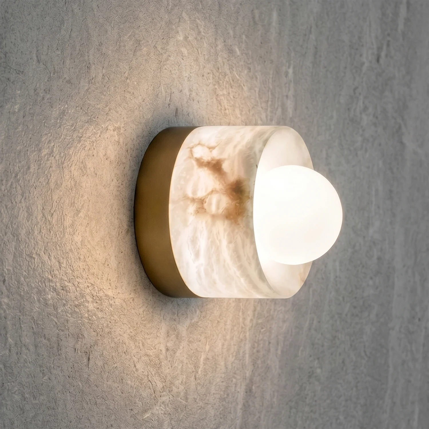 Orb Vessel Alabaster & Brass Wall Lamp